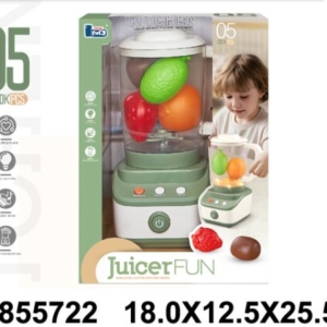 Kuhinja set 572208k Zeleno-beli dečiji blender igračka sa providnim sudom i voćem