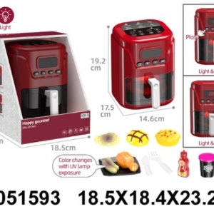 Kuhinjski set 159303k Crvena air fryer friteza igračka sa providnom fiokom i sitnim dodacima za igru