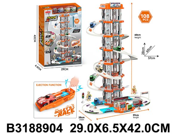 3188904-600x450 Narandžasto-siva višespratna garaža igračka sa spiralnim rampama, autićima i figuricama
