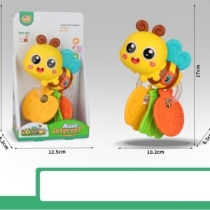 Bebi muzička zvečka u obliku žute pčelice sa voćnim privescima
