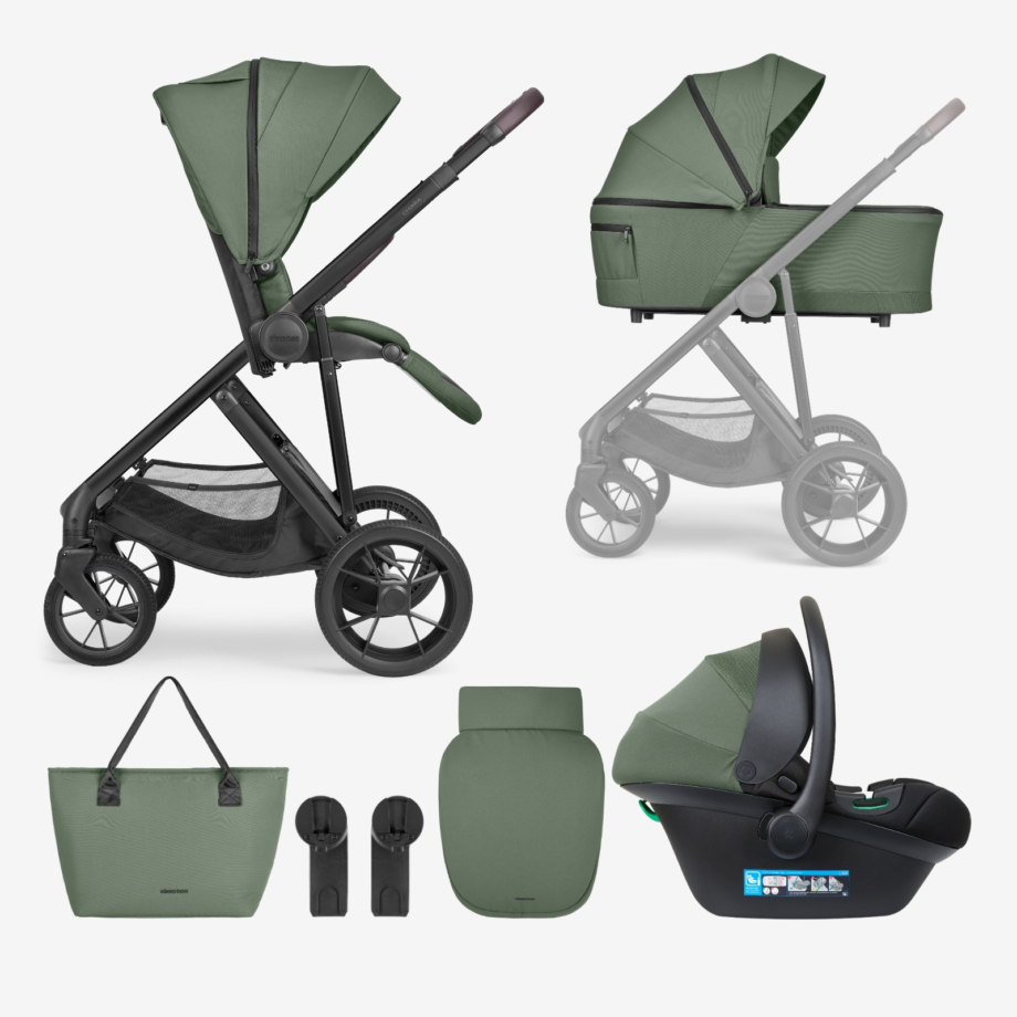 Kikka Boo Chiara 2027 3u1 kolica army green sa I-Size auto sedištem i korpom