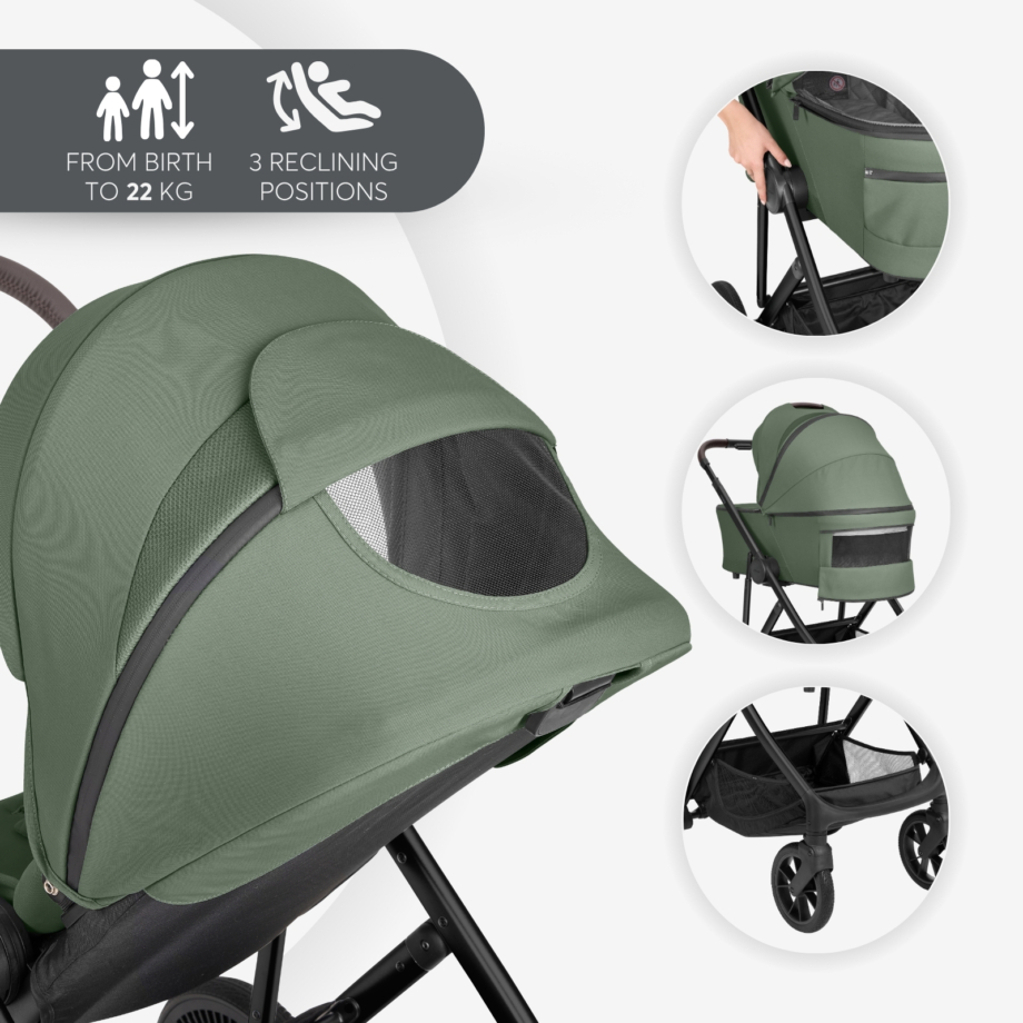 Kikka Boo Chiara 2027 kolica army green – prikaz 3