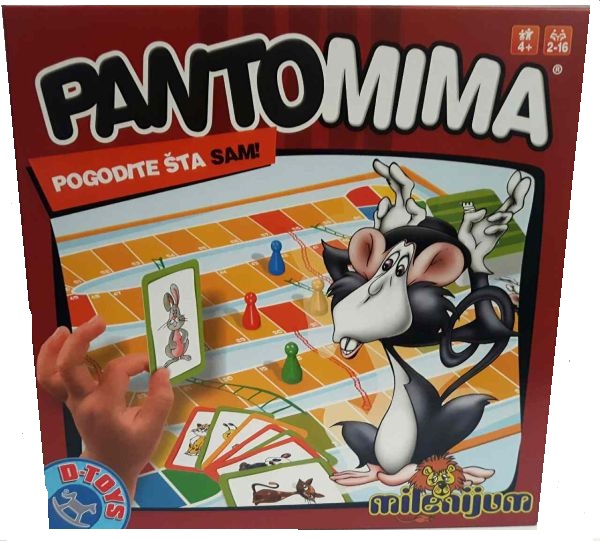 Kutija društvene igre Pantomima sa kartama životinja i figurama