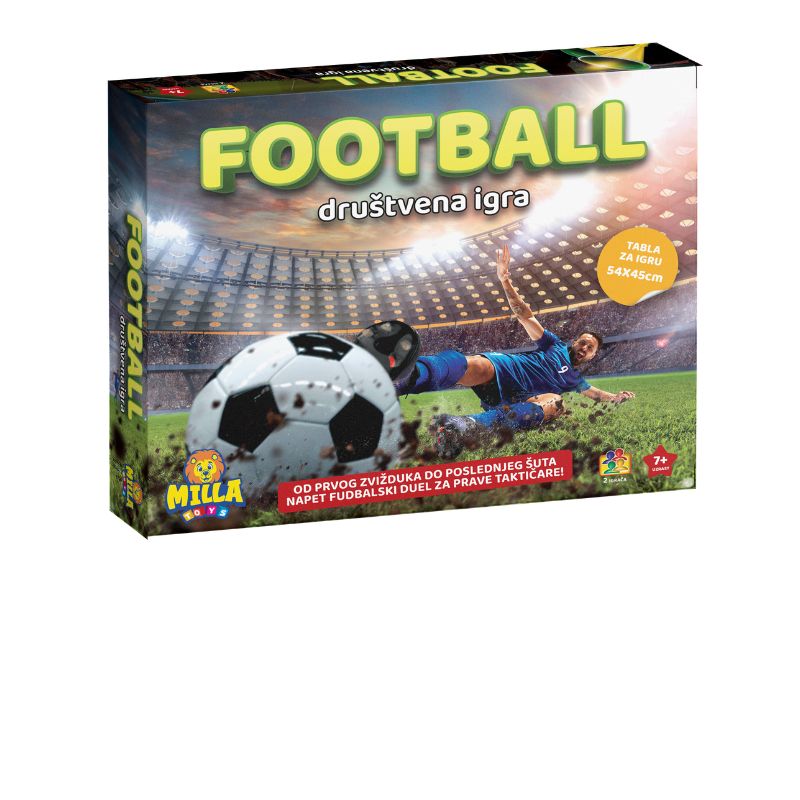 Društvena igra Football Kutija društvene igre Football sa fudbalerom i loptom na stadionu