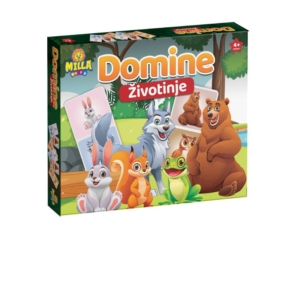 Kutija društvene igre Domine Životinje sa zecom, vukom, medvedom i žabom