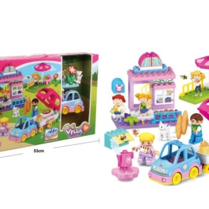 Set kocki Zabavni park od 52 dela sa kućicom, baštom i autom sa prikolicom