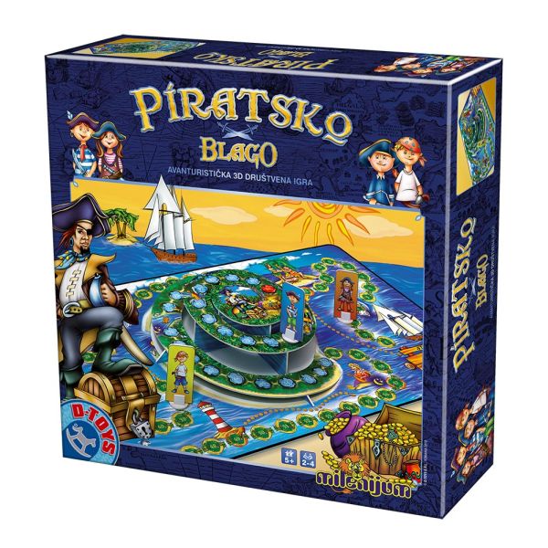Društvena igra Piratsko blago Kutija društvene igre Piratsko blago sa piratima, brodom i sandukom blaga