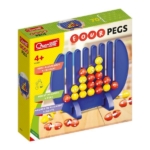 Društvena igra 4 u nizu Four Pegs sa plavim postoljem i žutim i crvenim klinčićima