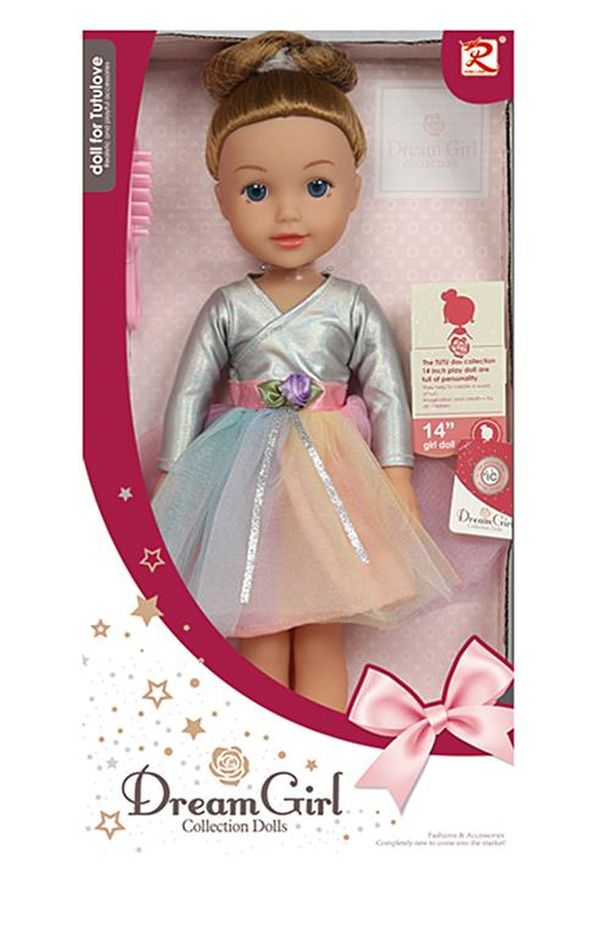 Lutka balerina sa muzikom Lutka balerina Dream Girl u srebrnom topu i šarenoj tutu suknji