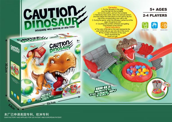 Kutija društvene igre Dino sa jajima sa dinosaurusom i šarenim kuglicama