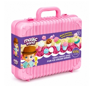 Roze kofer sa magičnim peskom i kalupima za sladoled, 450 g
