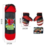 Crveno-crna boks vreća visine 81 cm sa parom boksačkih rukavica