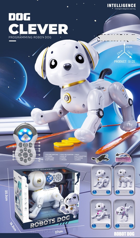 Beli interaktivni robot pas sa daljinskim upravljačem