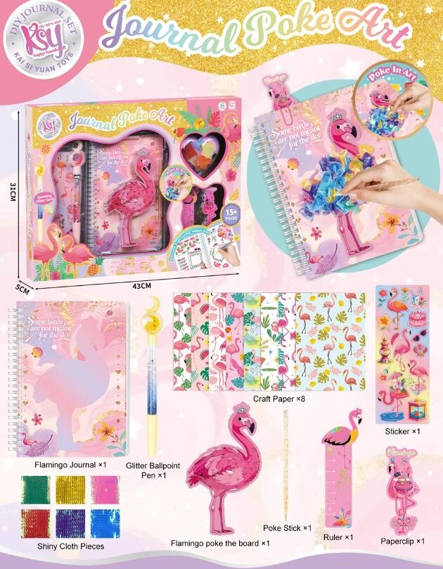 Kreativni set sa dnevnikom i flamingom za ukrašavanje Kreativni set sa dnevnikom i flamingom za ukrašavanje