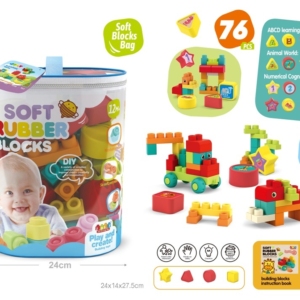 Mekane gumene kocke za bebe, set od 76 delova u providnoj torbi