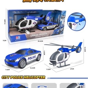 Policijski set sa plavim policijskim helikopterom i policijskim autom