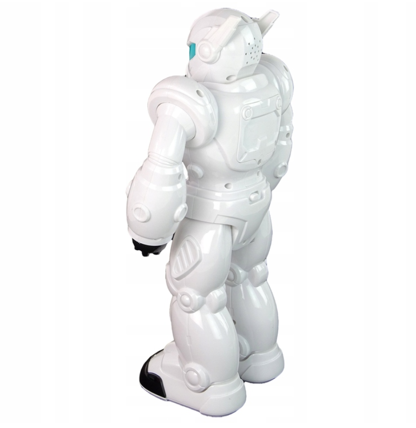 Beli robot na baterije, pogled sa strane